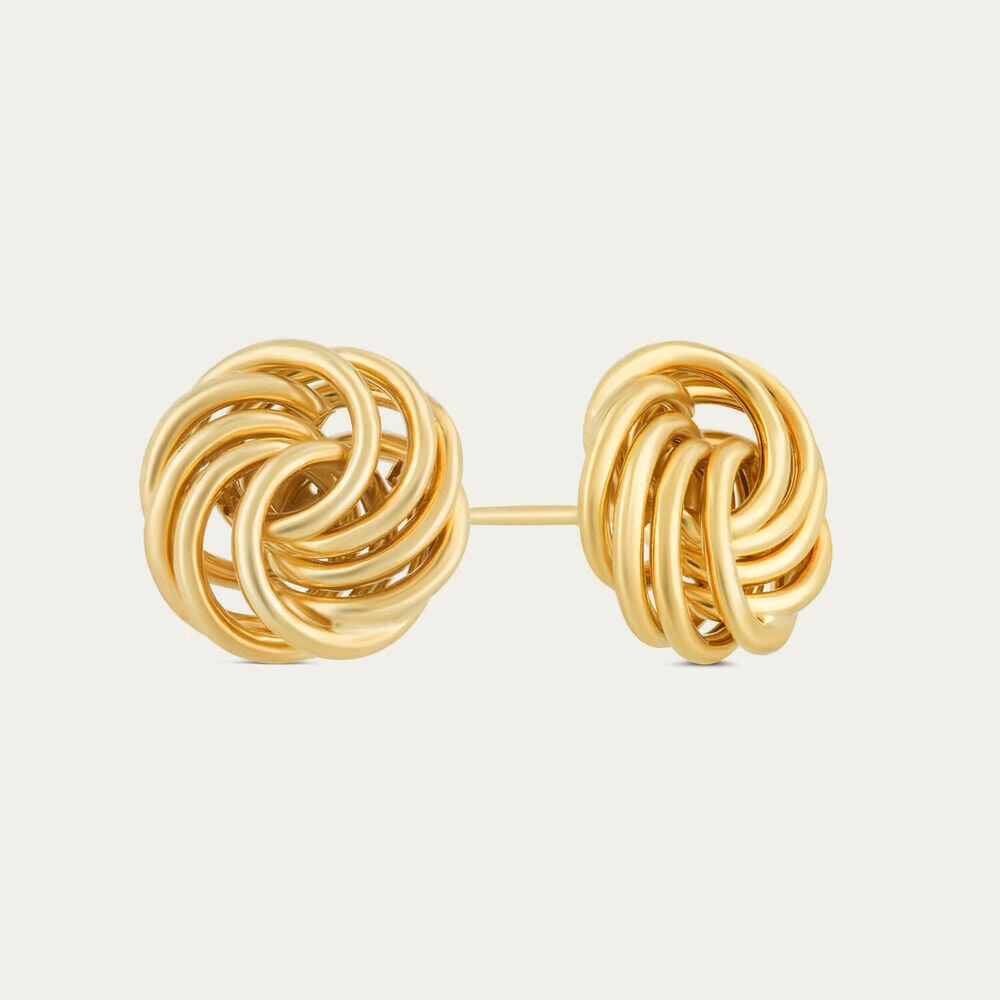 9ct Yellow Gold Multi Circle Knot Stud Earrings