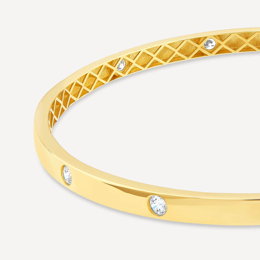 9ct Yellow Gold Plated Cubic Zirconia Spots Bangle image number 1