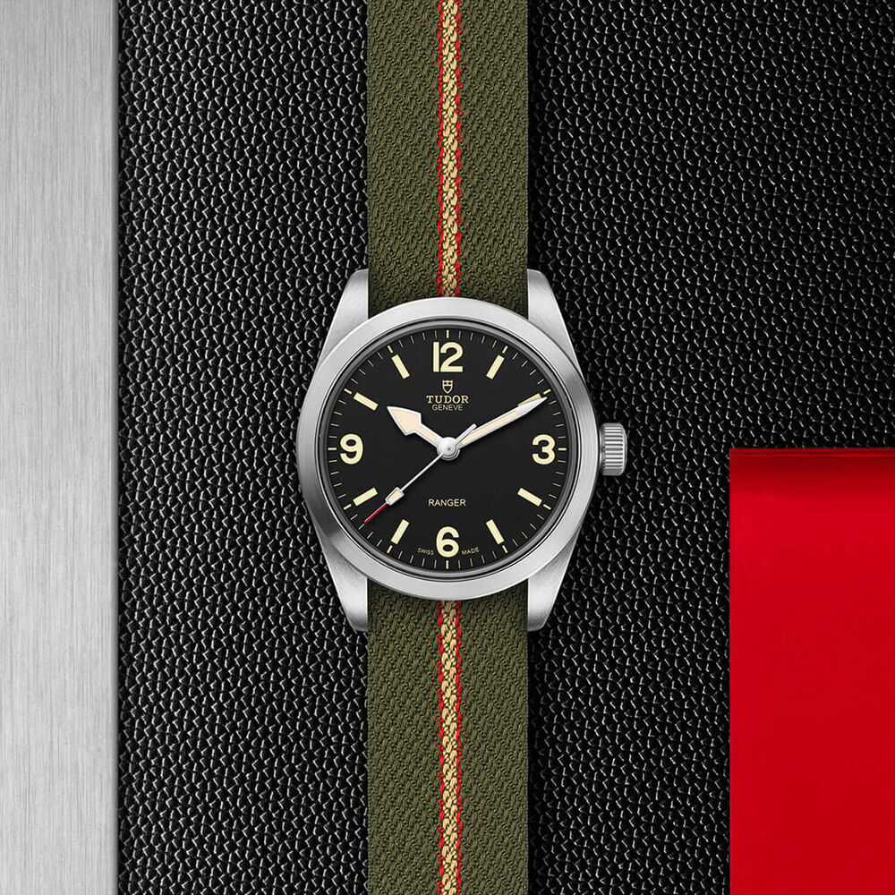 TUDOR Ranger 36mm Black Dial Green Fabric Strap Watch image number 2
