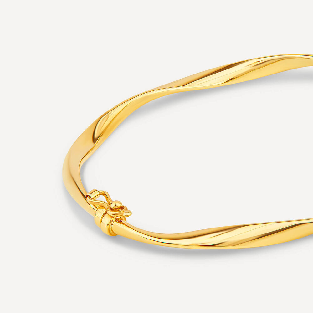 9ct Yellow Gold Twisted Tube Bangle image number 4