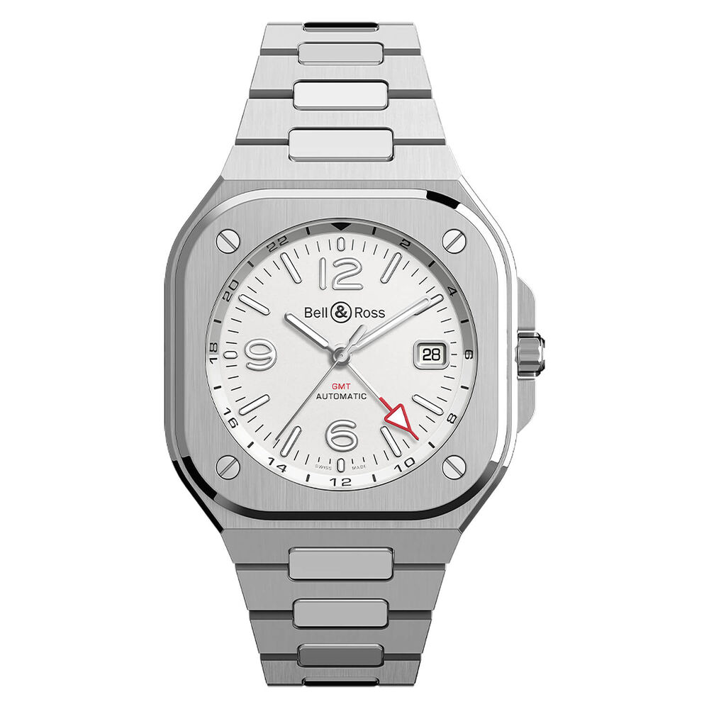 Bell & Ross BR 05 GMT 41mm Silver Opaline Dial Bracelet Watch