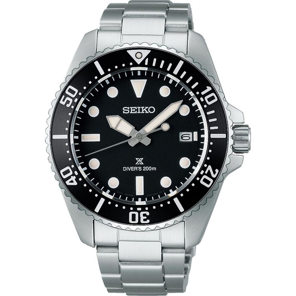 Seiko Prospex Solar Diver’s 41mm Pure Black Dial & Bezel Stainless Steel Bracelet Watch