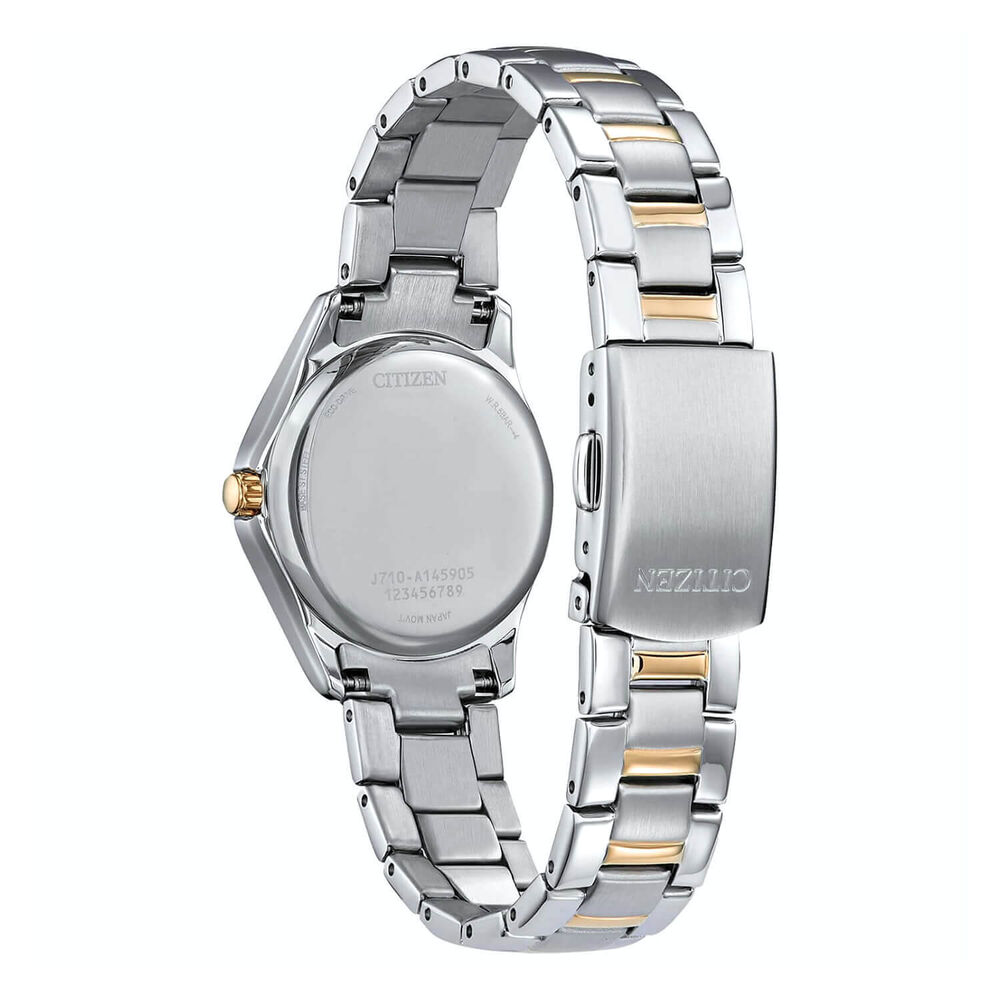 Citizen Ladies 29mm Silver Dial Crystal Bezel Steel& Yellow Gold PVD Bracelet Watch image number 3