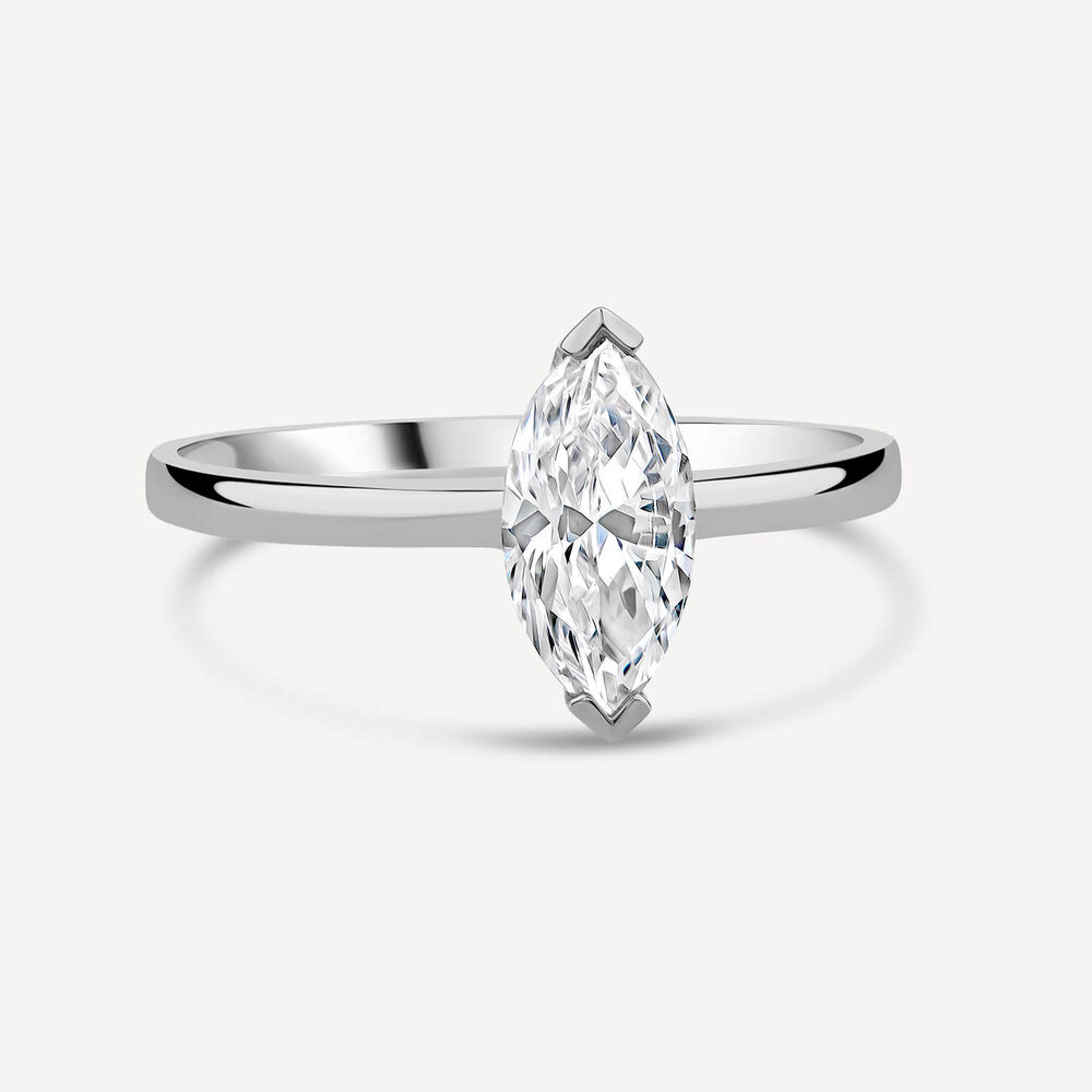 9ct White Gold Marquise Cubic Zirconia Promise Ring image number 2