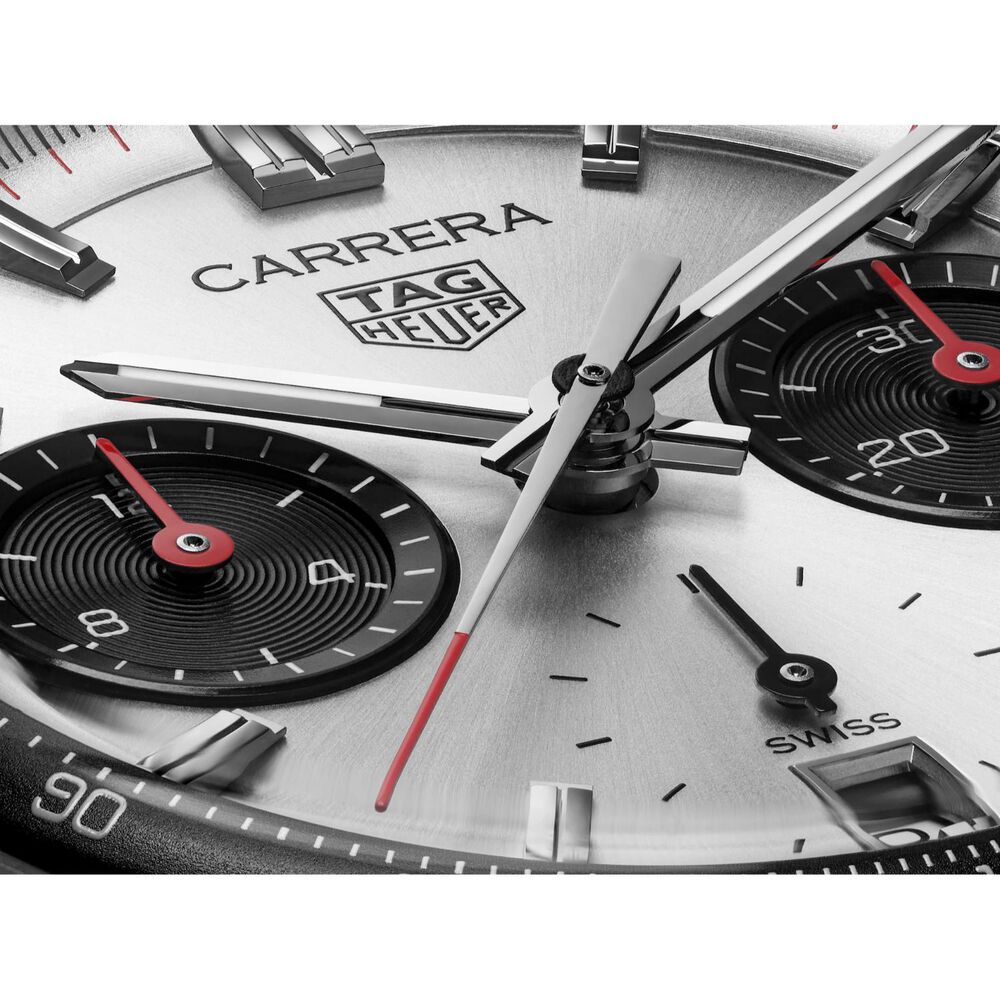 TAG Heuer Carrera Chronograph 39mm Silver Dial Steel Bracelet Watch image number 2