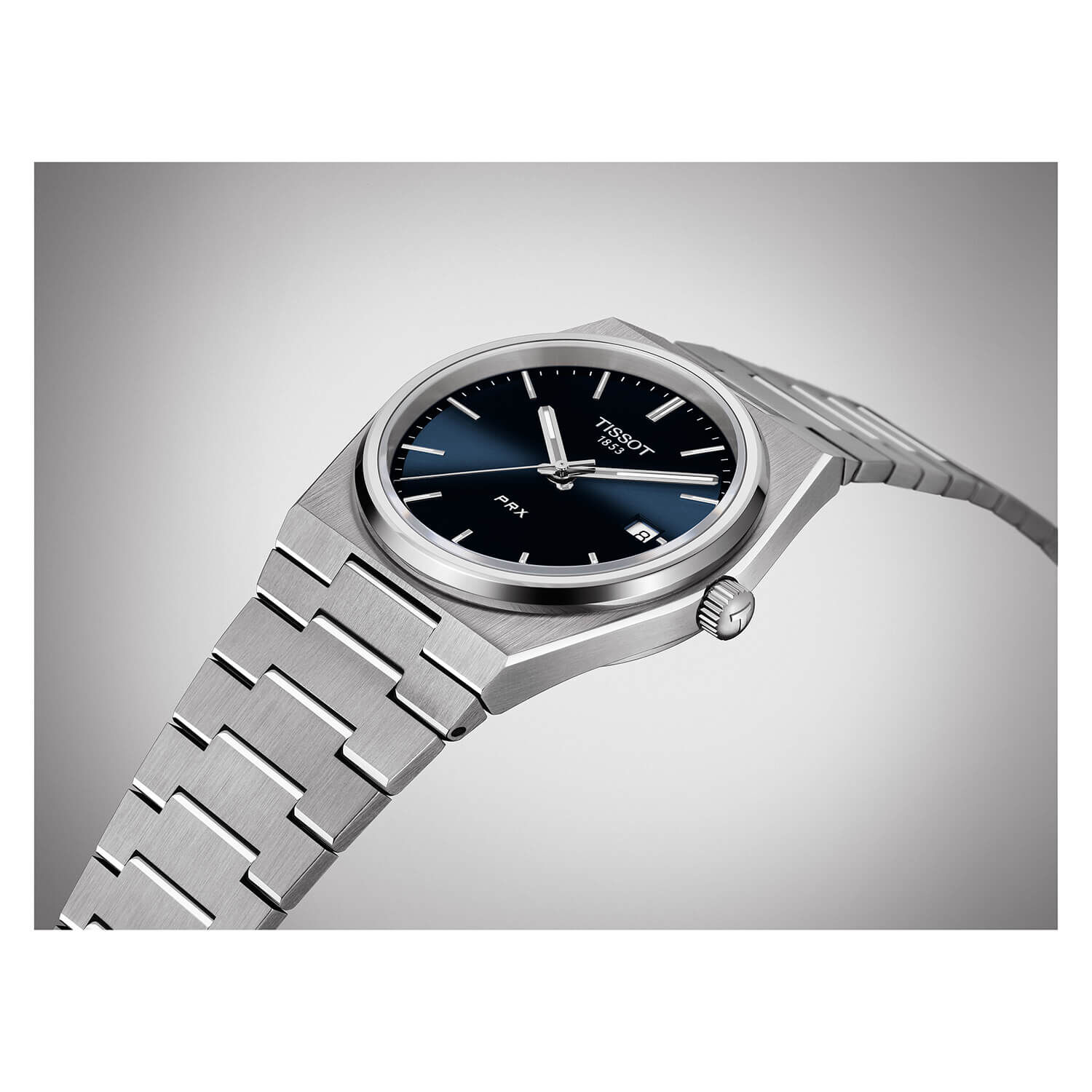 Tissot PRX 40mm Blue Dial Steel Case Bracelet Watch at Fraser Hart