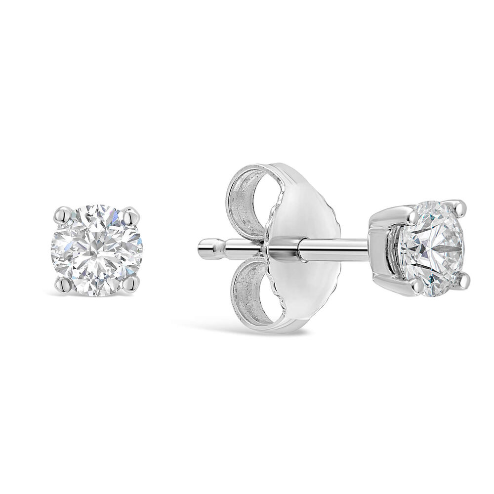 18ct White Gold Round Cut 0.40ct Diamond Solitaire Earrings image number 1