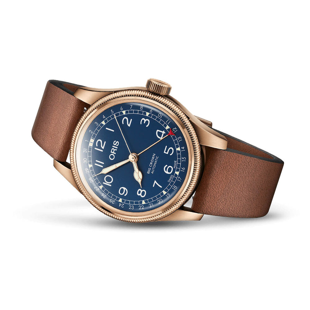 Oris Big Crown Pointer 40mm Blue Dial Leather Strap Watch