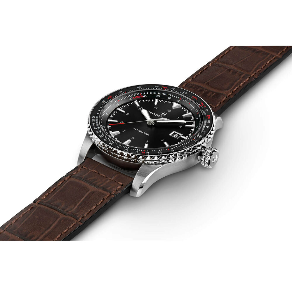 Hamilton Khaki Converter Auto 42mm Black Steel Case Brown Strap Watch
