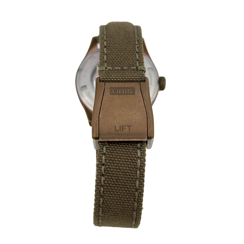 Pre-Owned Oris Big Crown Pro Pilot Big Date Bronze 41mm Dial Olive Strap Watch image number 3