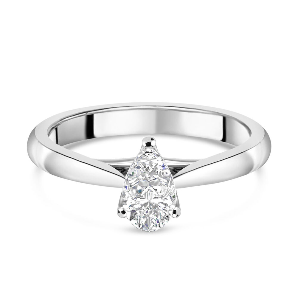 18ct White Gold 0.70ct Pear Diamond Orchid Setting Ring image number 4