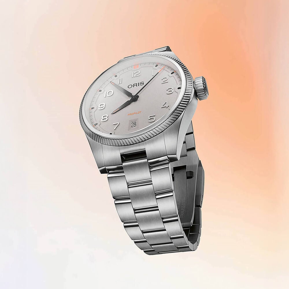 Oris ProPilot Date 41mm Chalk Dial Stainless Steel Bracelet Watch image number 5