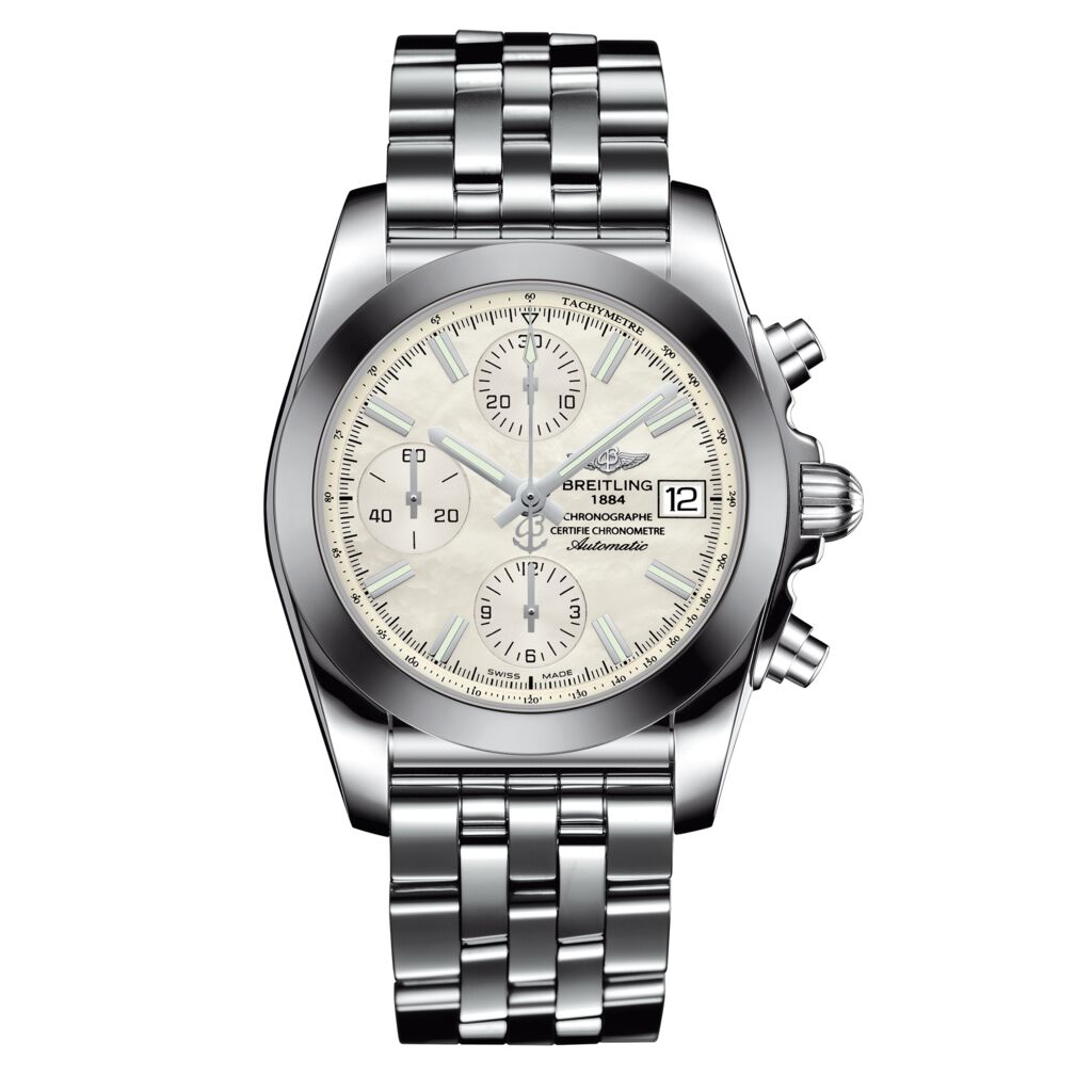 Pre Owned Breitling Chronomat 38 SleekT Chronograph 38mm MOP Dial Steel Bracelet Watch