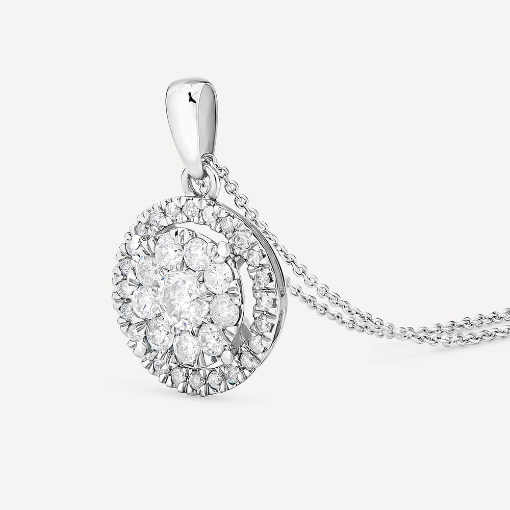 Platinum Round Cluster 0.50ct Diamond Halo Pendant image number 2