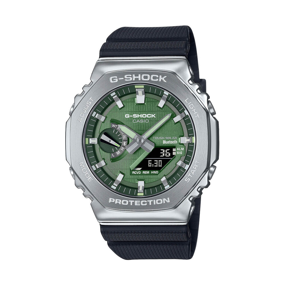 G-SHOCK Metal Covered 49.3mm Green Dial Black Resin Strap Watch image number 0