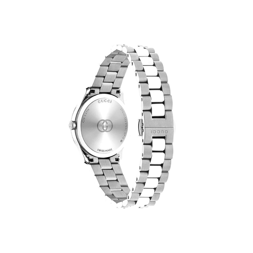 Gucci G-Timeless 29mm Blue Dial Two Diamond Dots Steel Bracelet Watch