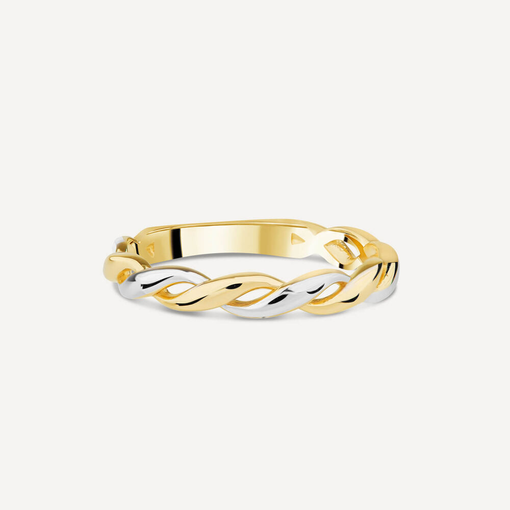 9ct Yellow & White Gold Plaited Plain Ring image number 2