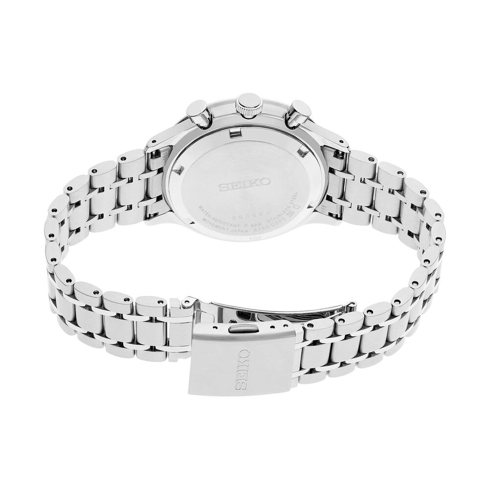 Seiko Quartz Chronograph 38.7mm Black Dial Steel Bracelet Watch image number 2