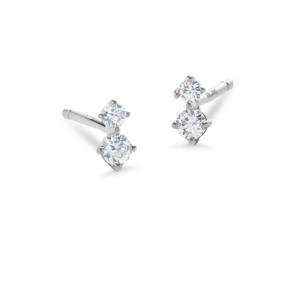 CARAT* London Steff White Gold Finish Cubic Zirconia Stud Earrings image number 0