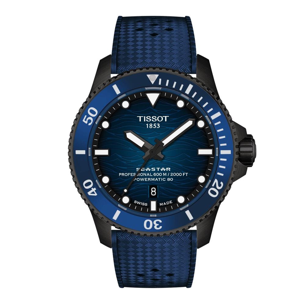 Tissot Seastar 2000 44mm Blue Gradient Dial Blue Bezel & Leather Strap Watch