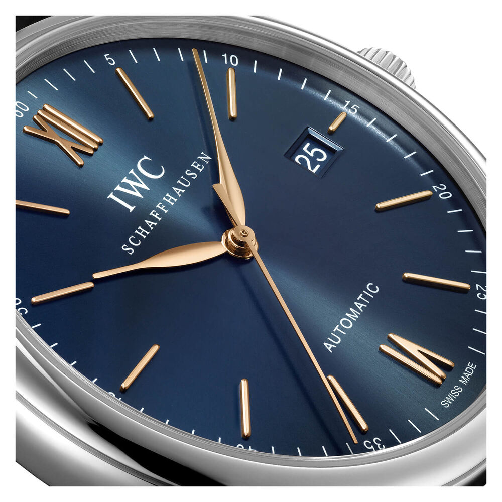 IWC Schaffhausen Portofino Automatic Blue Dial Black Strap Watch image number 3