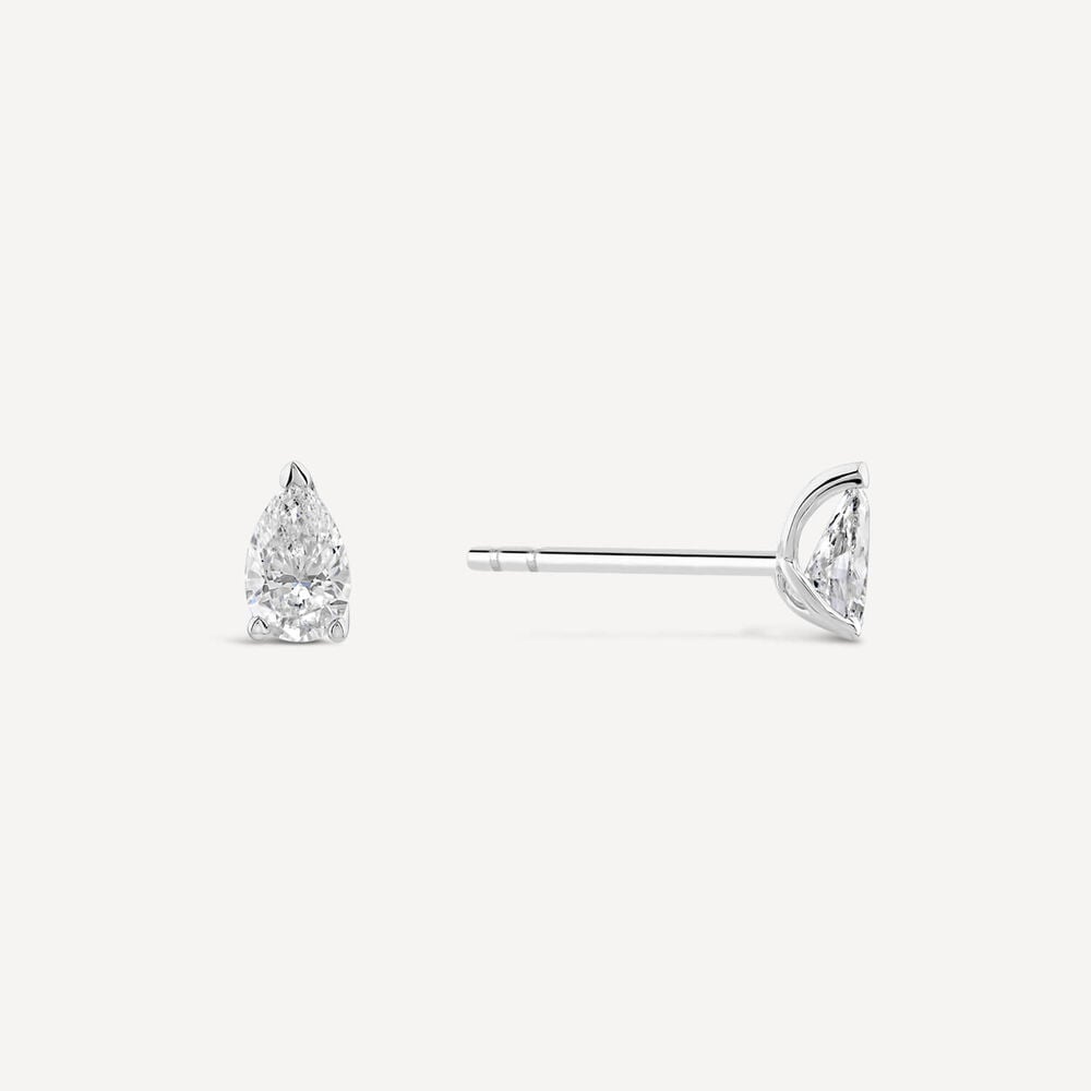 Born 18ct White Gold Lab Grown 1ct Diamond Pear Stud Earrings