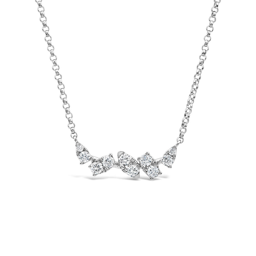 9ct White Gold 0.23ct 10 Stone Diamond Wave Necklet image number 0