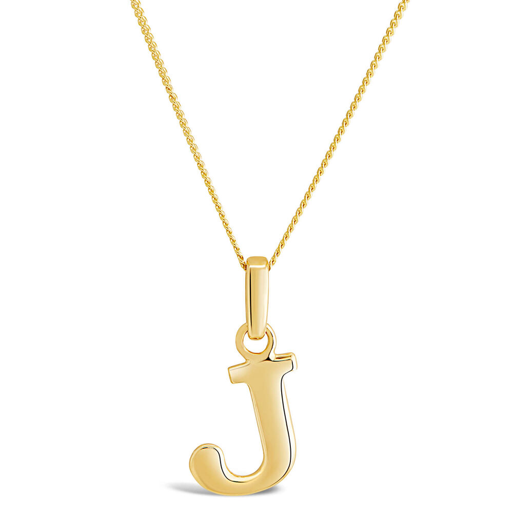 9ct Yellow Gold Plain Initial J Pendant  (Chain Included) image number 0