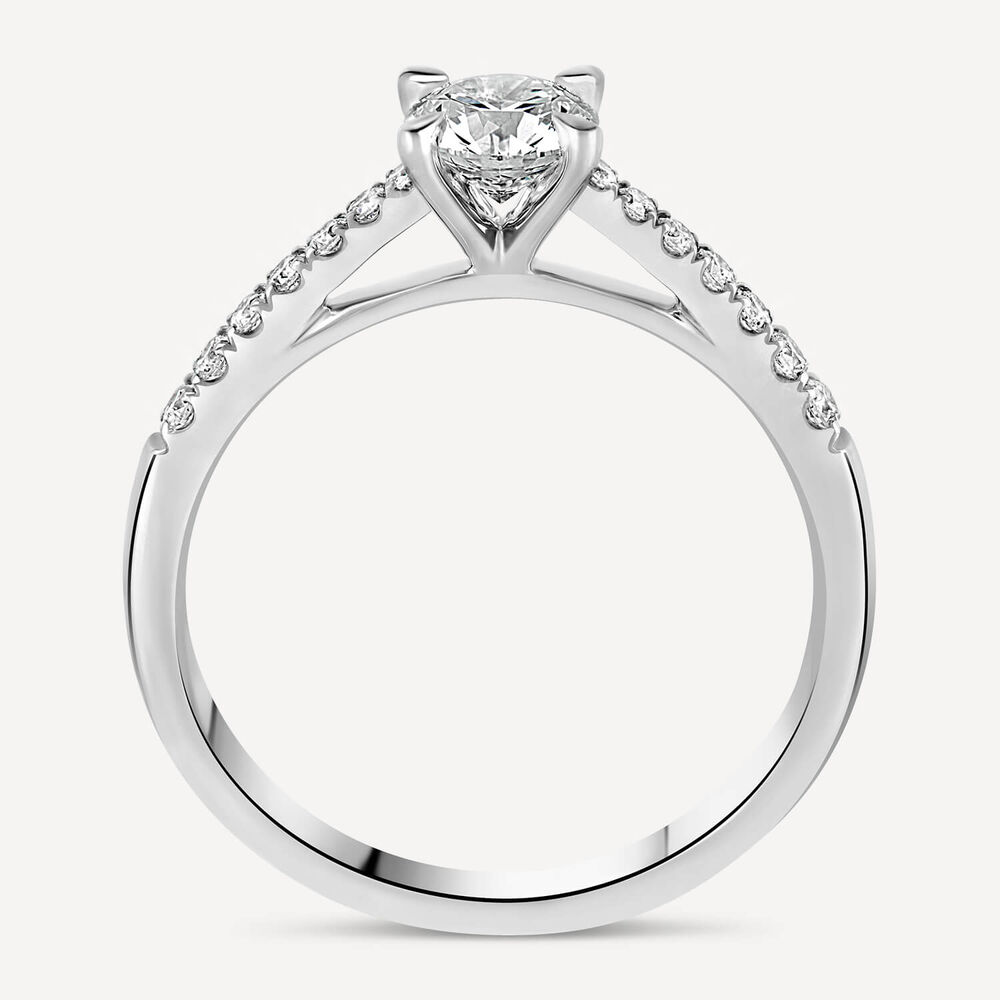 Platinum 0.54ct Round Diamond Four Claw Solitaire & Shoulders Ring