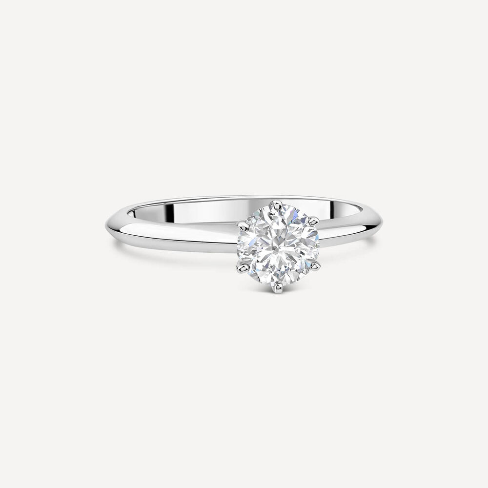 Platinum 0.80ct Round Diamond Six Claw Solitaire Ring image number 2