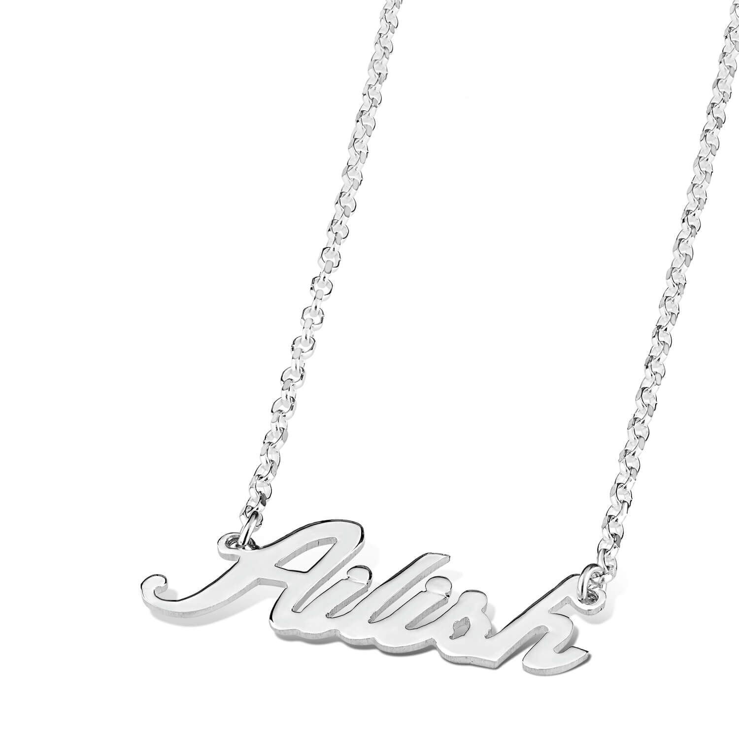 Silver personalised outlet name necklace