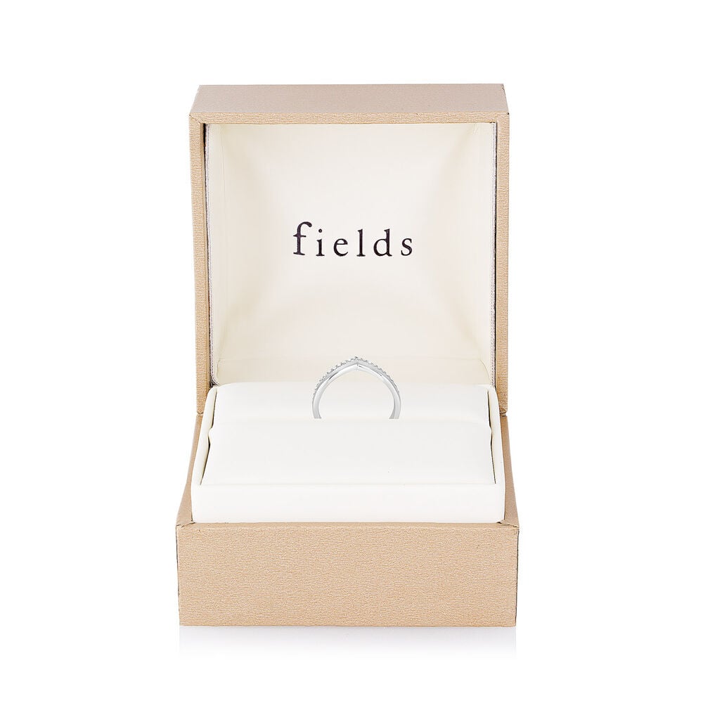 9ct White Gold 0.15ct Diamond Wishbone Wedding Ring