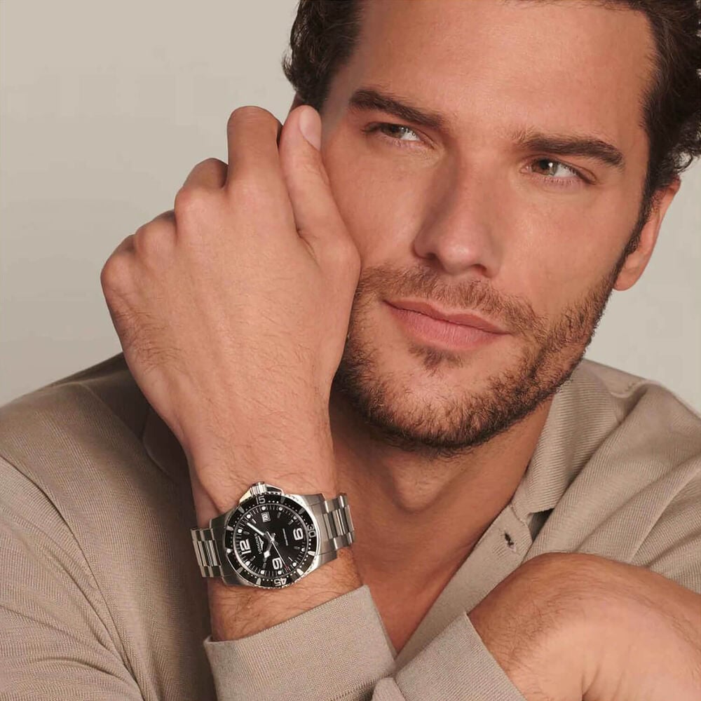 Longines HydroConquest 41mm Black Dial Stainless Steel Bracelet Watch image number 3