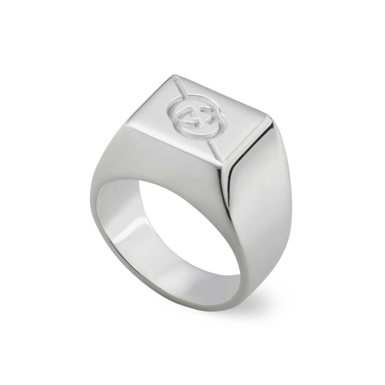 Gucci Interlocking G Silver Square Ring (UK Size Q - R)
