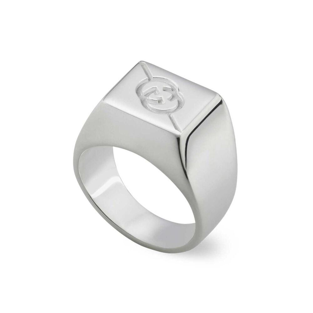 Gucci Interlocking Sterling Silver Square Ring (UK Size Q - R) image number 0