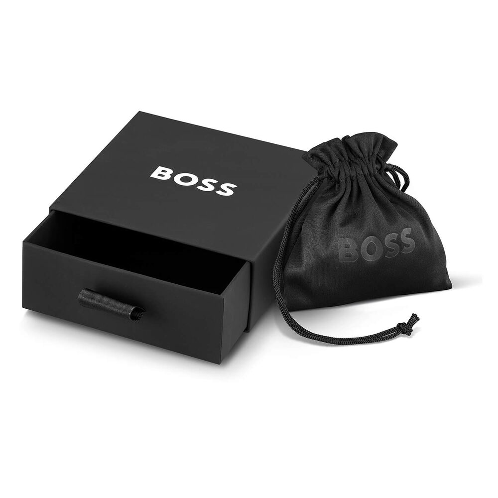 BOSS Candor Silver Tone Link Logo Closure Steel Bracelet image number 5