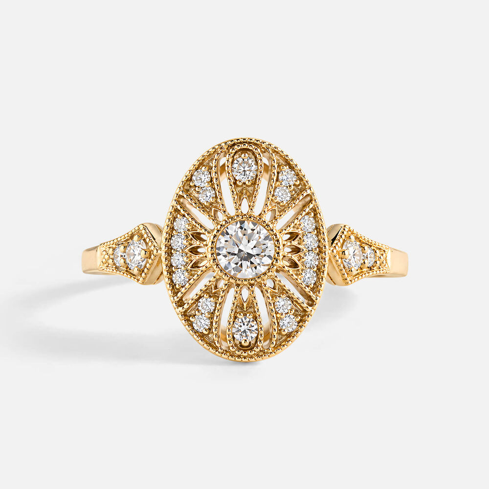 Born Contour 9ct Yellow Gold 0.40ct Lab Grown Diamond Oval Antique Ring