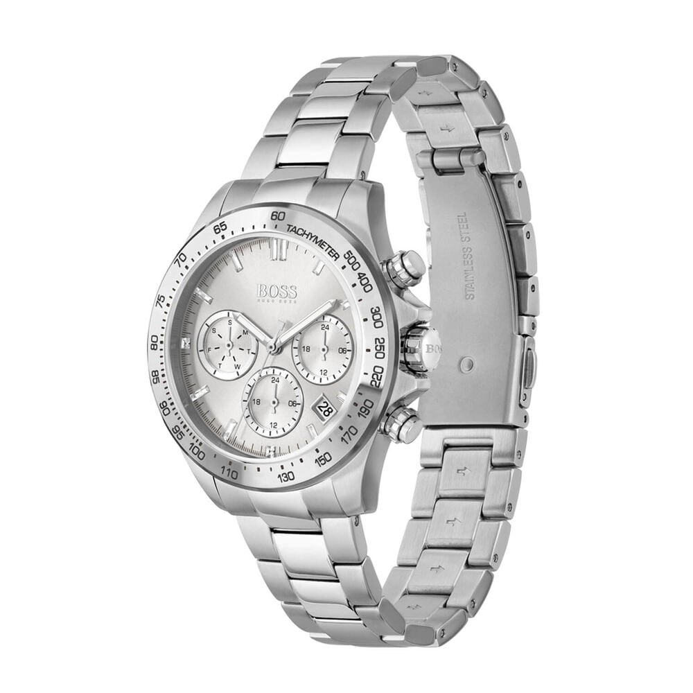 Hugo BOSS Novia 38mm Silver Dial Chrono Steel Case Bracelet Watch image number 1