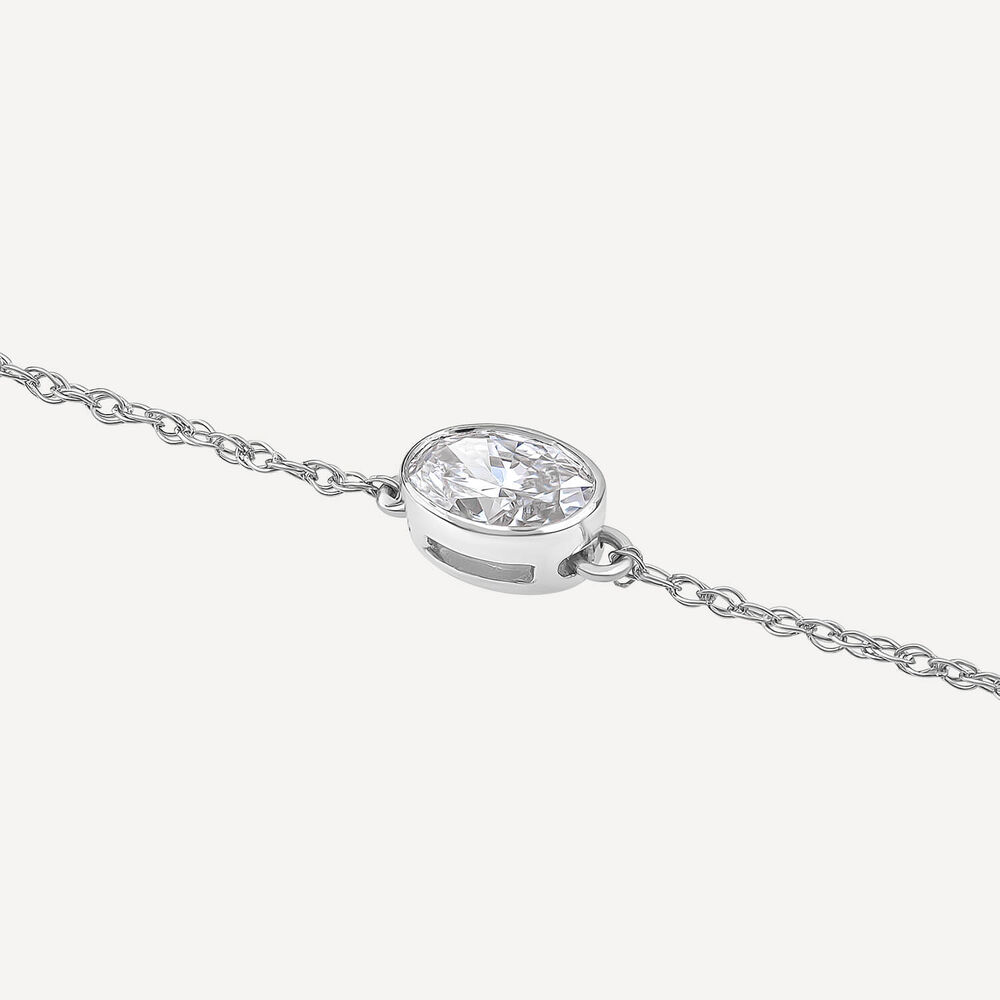 Born Kissed with Diamonds 9ct White Gold Lab Grown 0.20ct Oval Diamond Chain Bracelet image number 2