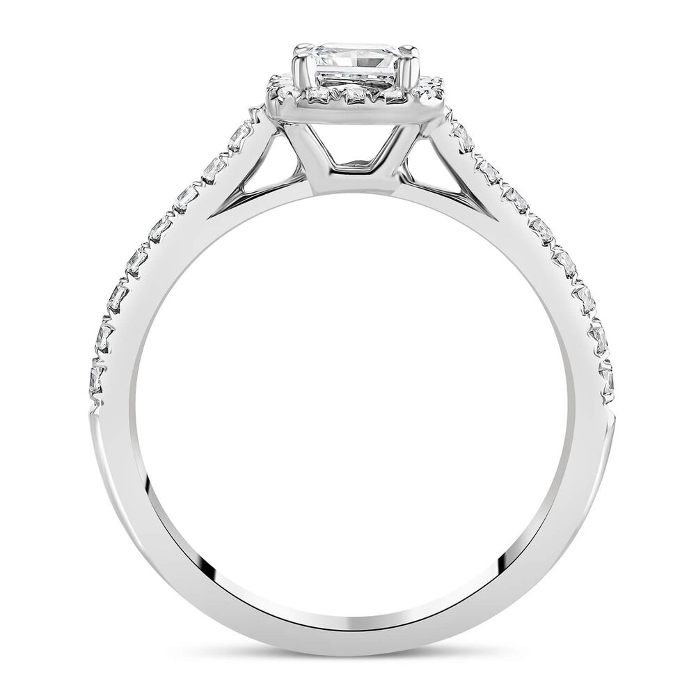 Northern Star 0.80ct  Diamond Halo Stone Shoulders 18ct White Gold Ring image number 2