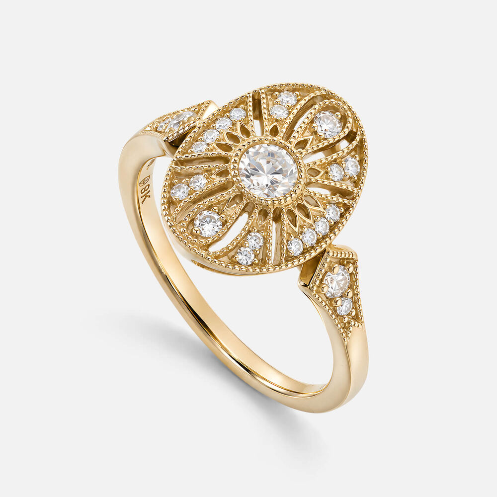 Born Contour 9ct Yellow Gold 0.40ct Lab Grown Diamond Oval Antique Ring