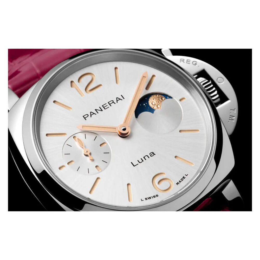 Panerai Luminor Due 38mm Luna White Dial Pink Strap Watch image number 7