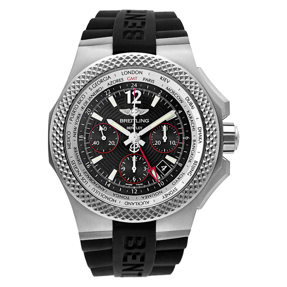 Pre-Owned Breitling Bentley GMT Light Body 45mm Black Dial Rubber Strap Watch image number 0
