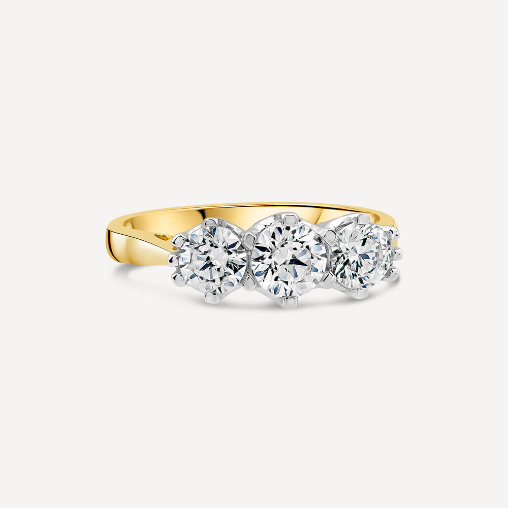 18ct Yellow Gold 1.25ct 3 Stone Diamond Ring image number 3