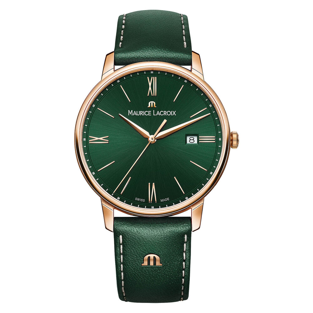 Maurice Lacroix Eliros Date 40mm Green Dial Gold PVD Case Green Strap Watch image number 0