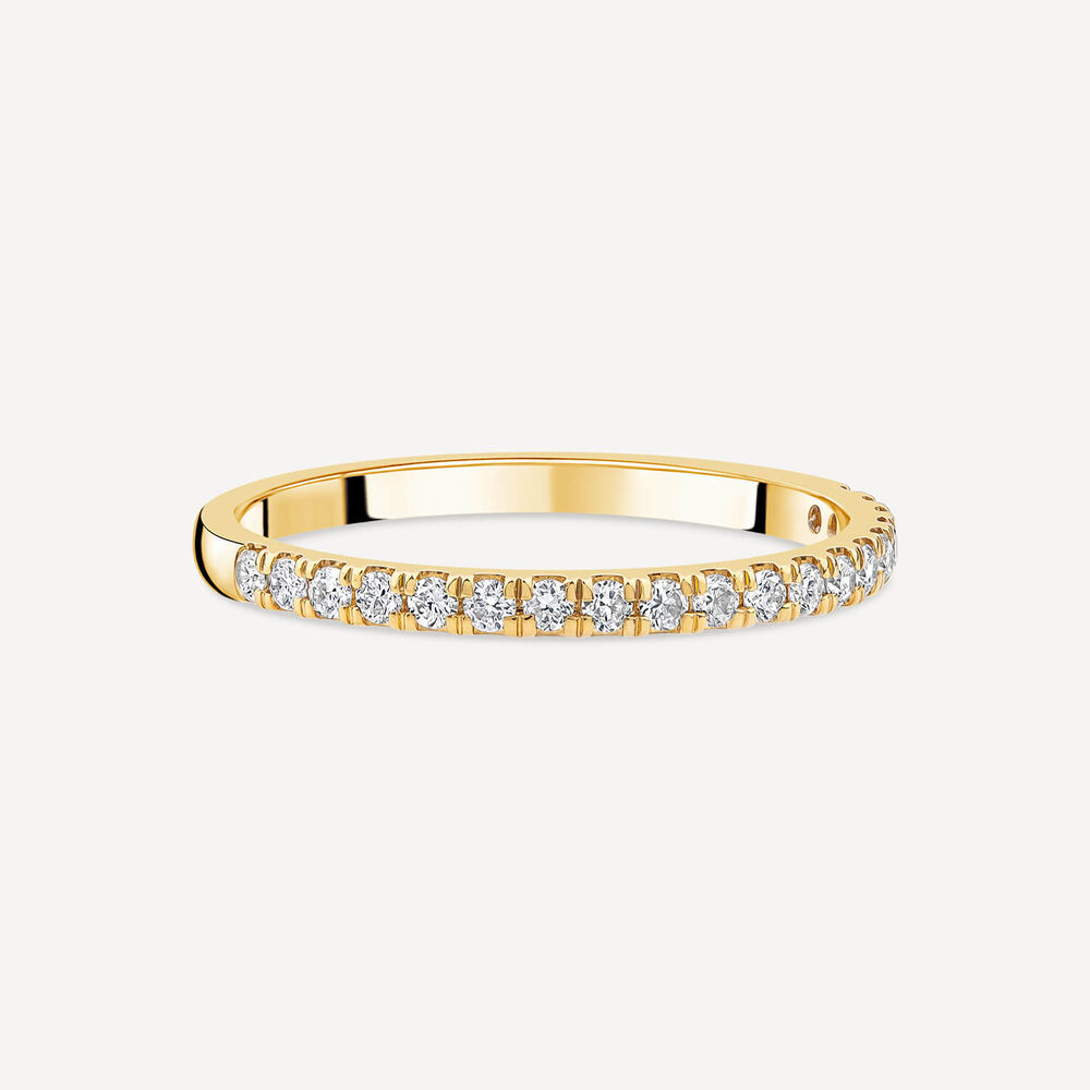 Born 18ct Yellow Gold 0.20ct Lab Grown Diamond Claw Set Half Eternity Wedding Ring image number 2