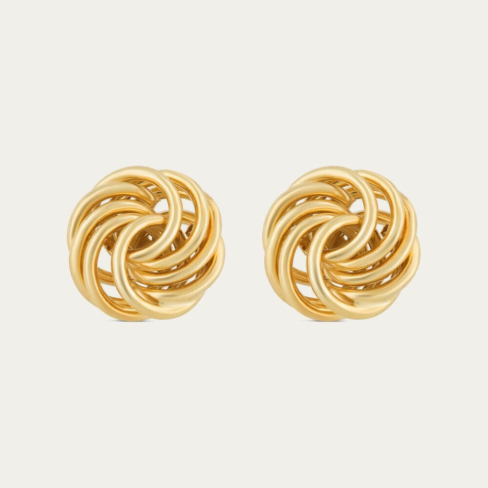 9ct Yellow Gold Multi Circle Knot Stud Earrings