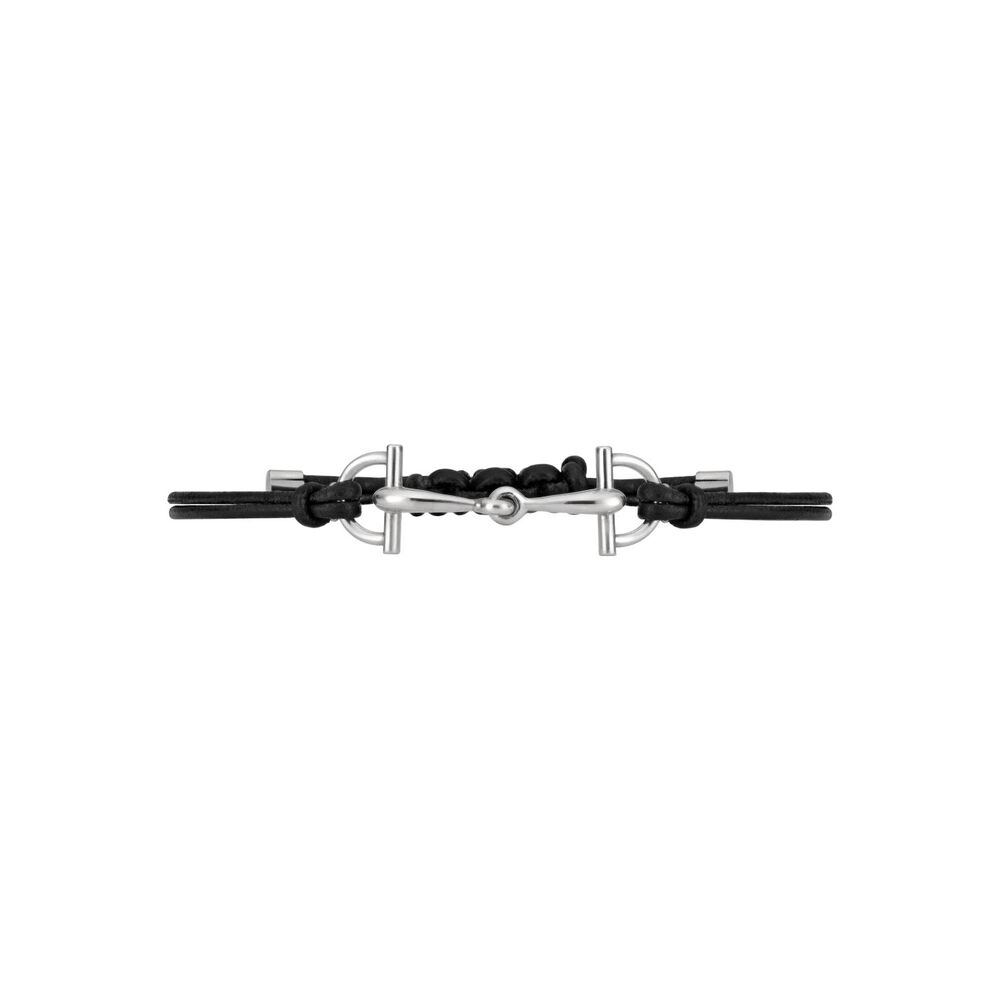 Gucci Staffa Black Leather Cord Sterling Silver Charm Bracelet