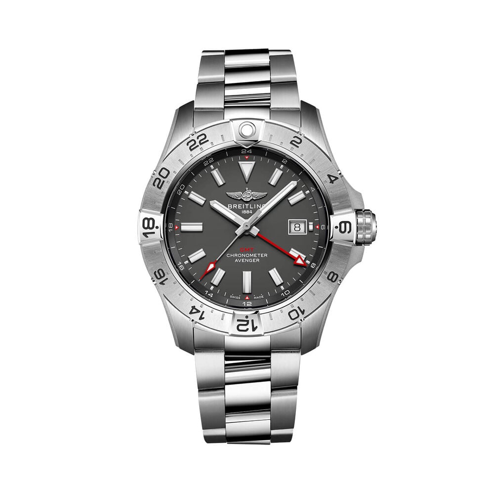 Breitling Avenger Automatic GMT 44mm Anthracite Dial Stainless Steel Bracelet Watch