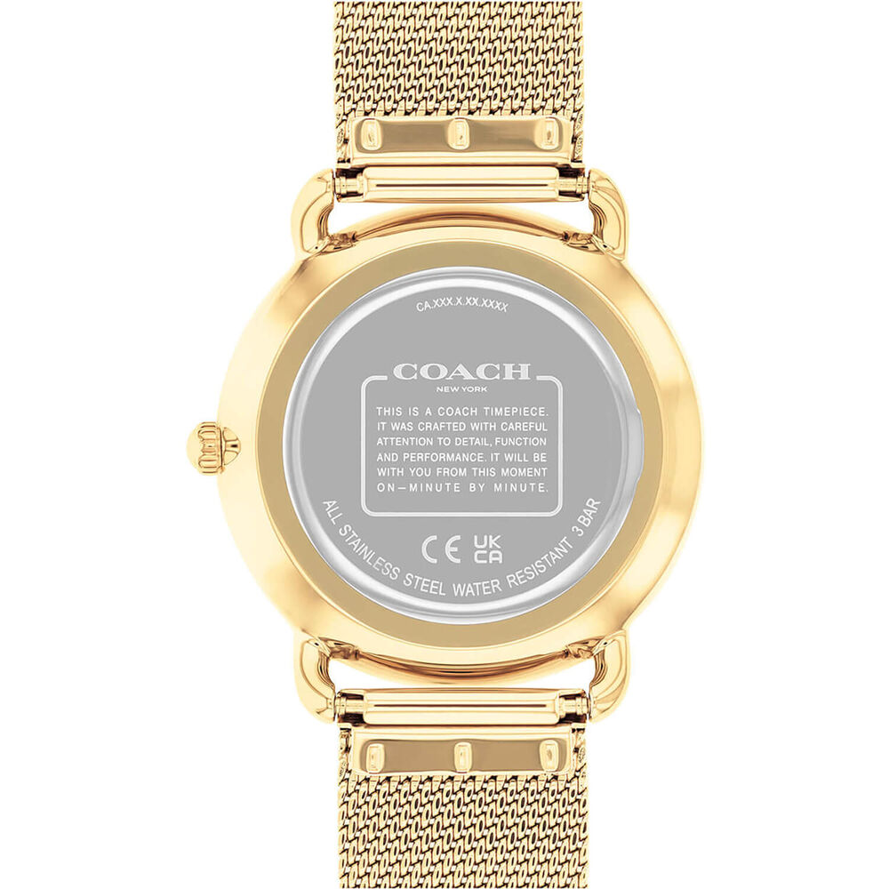 Coach Elliot 36mm Silver Dial Gold Tone Steel Mesh Bracelet Watch